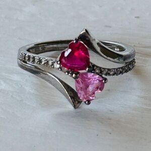 Kay Jewelers Pink Sapphire and 925 Silver Heart Ring Size 6.5